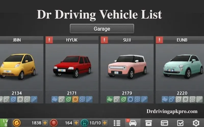 Dr Driving vehicle list